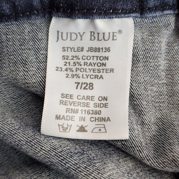 Judy Blue Womens Pull on Super Flare Jeans Size 7/28 Denim Raw Hem JB88136 - Picture 13 of 14
